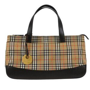 Burberry Beige Canvas House Check Tote Handbag 177296